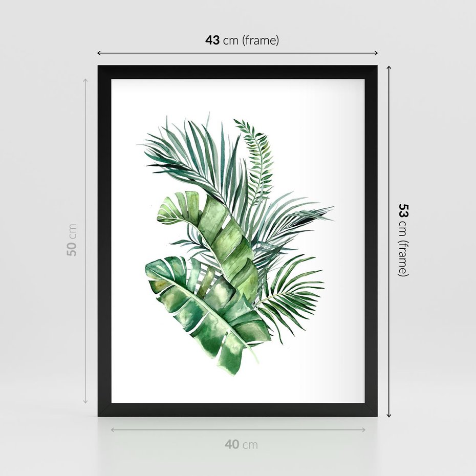 Plakat w ramie 40x50 - Piękno Złotej Rośliny - złote, liście - rama czarna