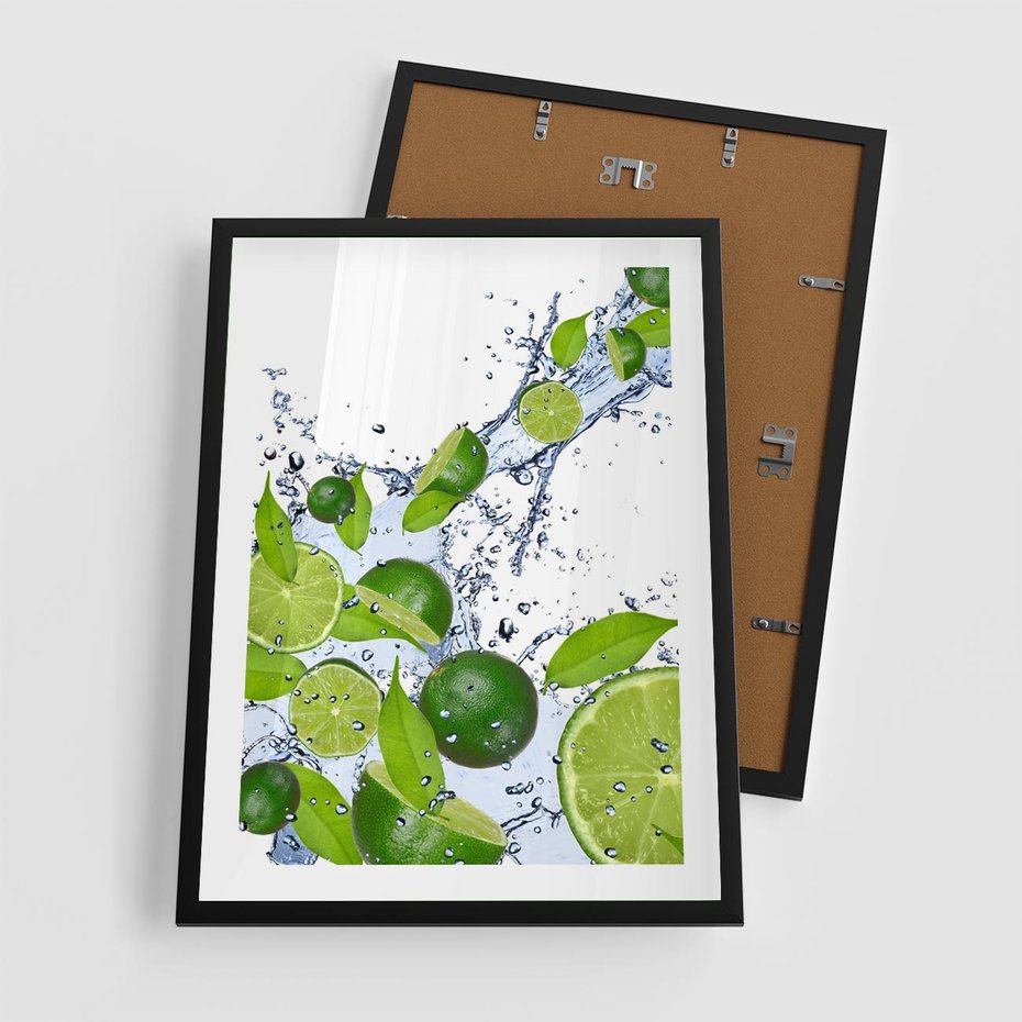 Plakat w ramie 50x70 - Cytrusowa Świeżość - limonki, cytryny - rama czarna