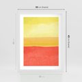 Plakat w ramie 30x40 - Rozmyte Odbicia - kolorowe akwarelowe pasy, odcienie żółci i czerwieni - rama biała