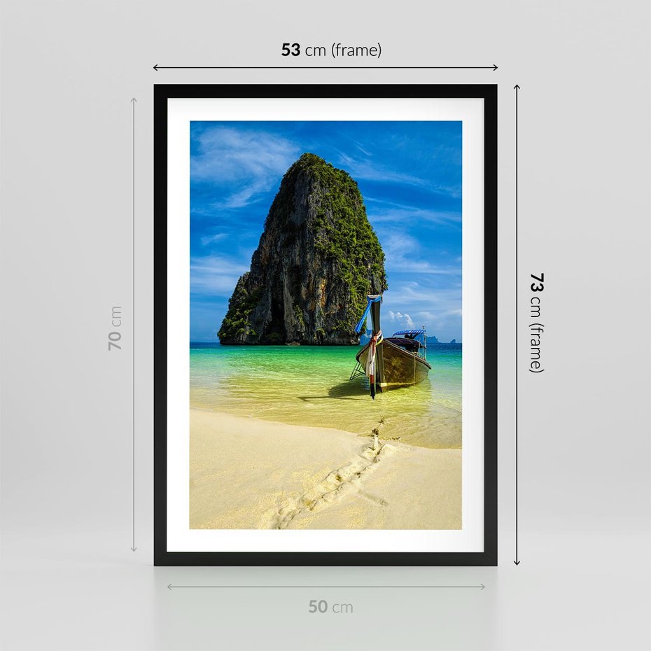 Plakat w ramie 50x70 - Łódź nad Morzem - łodź, morze - rama czarna