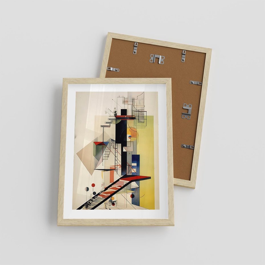 Plakat w ramie 30x40 - Kolorowe Wnętrza Inspiracji - abstrakcyjny obraz, jak kandinsky - rama drewno