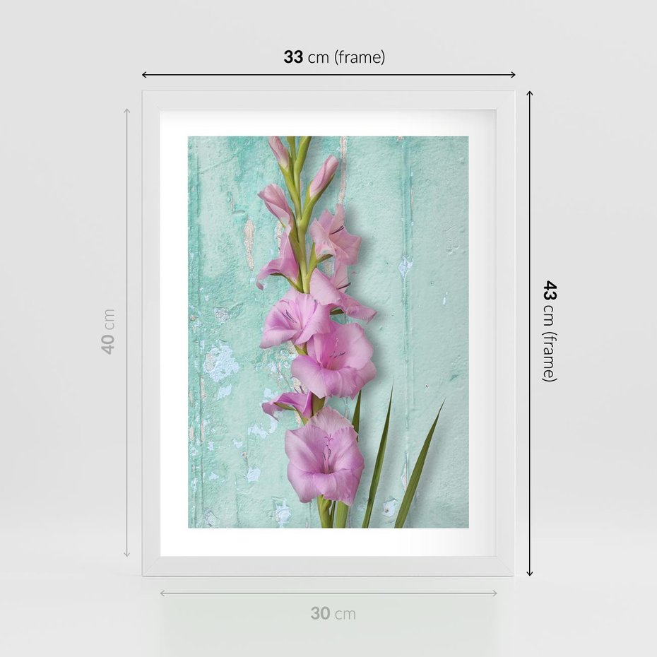 Plakat w ramie 30x40 - Piękno w delikatności - kwiaty, różowe - rama biała