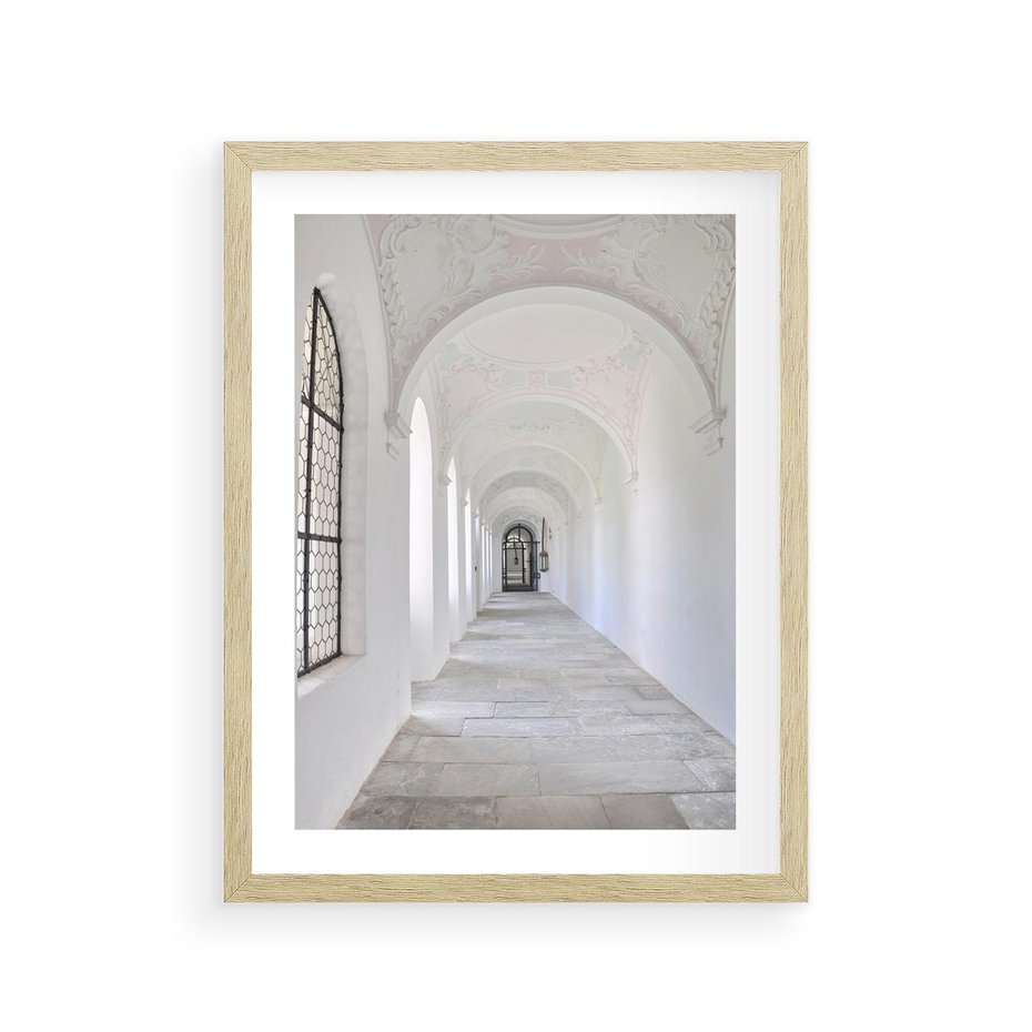 Plakat w ramie 30x40 - Architektoniczne Przejście - architektura, korytarz - rama drewno