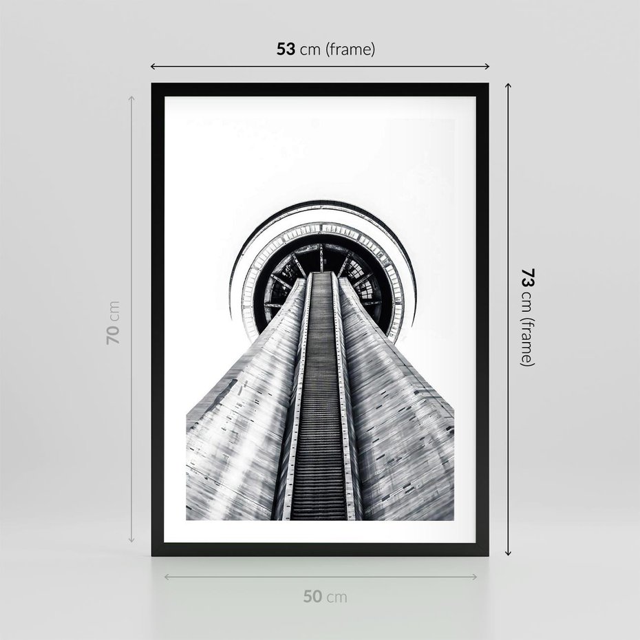 Plakat w ramie 50x70 - Perspektywa Wieży - architektura, wieża - rama czarna