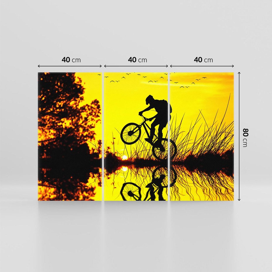 Obraz na płótnie 120x80 - Rower przy zachodzie słońca - rower, zachód