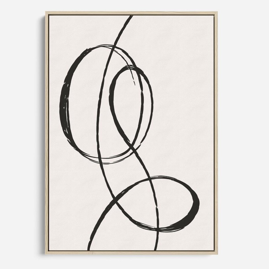 Obraz w ramie 50x70 - Zaklęte Linie - abstrakcyjne szkicowane linie, minimalizm - rama drewno