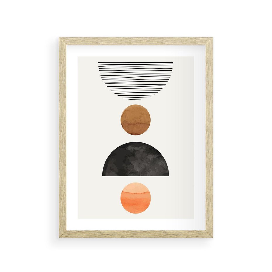Plakat w ramie 30x40 - Geometryczna Przygoda - nowoczesna grafika, geometria - rama drewno