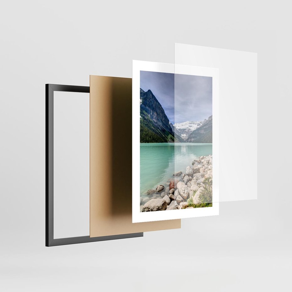 Plakat w ramie 30x40 - Górskie jezioro - spokój i piękno - jezioro, górskie - rama czarna