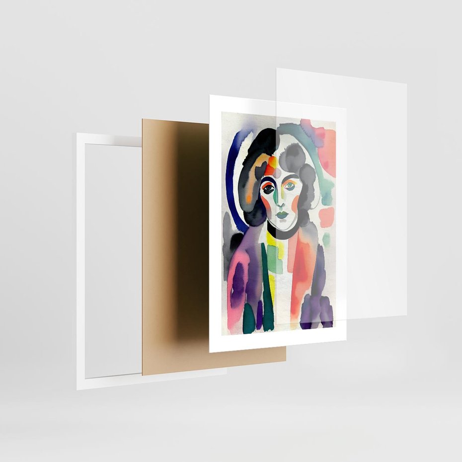 Plakat w ramie 30x40 - Subtelne Akwarelowe Ulotności - abstrakcyjny akwarelowy portret kobiety, rozmyte farby - rama biała