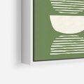 Obraz w ramie 50x50 - Migotliwe Formy - geometryczne boho kształty na brązowym, oliwkowym tle - rama biała
