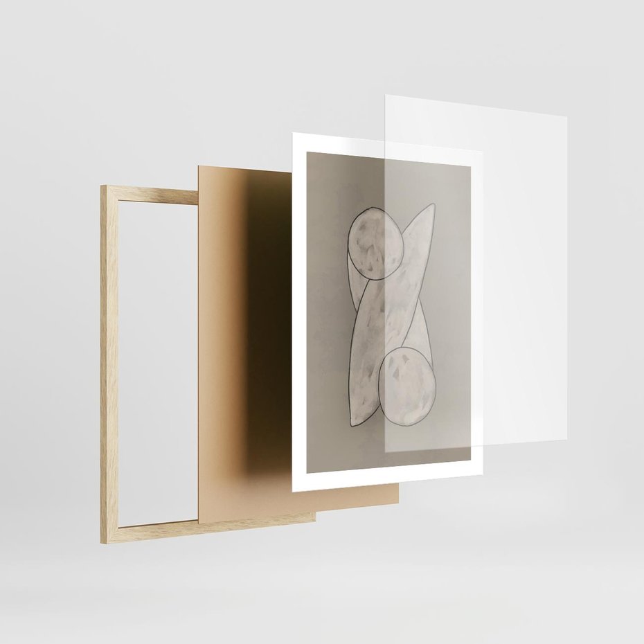 Plakat w ramie 50x70 - Zaklęte Anomalie - nowoczesna geometryczna sztuka, loftowe wnętrze - rama drewno