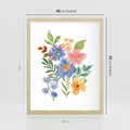 Plakat w ramie 40x50 - Kwiatowe Opowieści - akwarelowe polne kwiaty, minimalistyczna sztuka - rama drewno