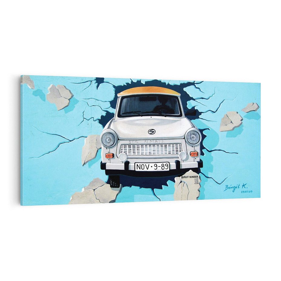 Obraz na płótnie 120x60 - Graffiti wśród gór artystyczne spojrzenie - samochód, graffiti