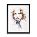 Plakat w ramie 50x70 - Abstrakcyjny portret kobiecy - grafika, kobieta - rama czarna