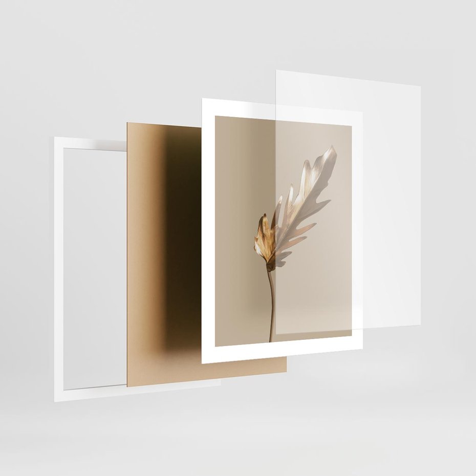 Plakat w ramie 40x50 - Piękno w Detalu - złoty, liść - rama biała
