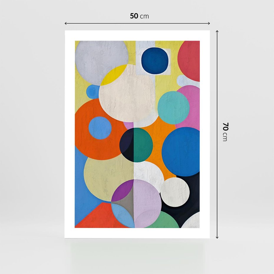 Plakat bez ramy 50x70 - Tajemnicze Odbicia Czasu - abstrakcyjne geometryczne kształty, olejny obraz