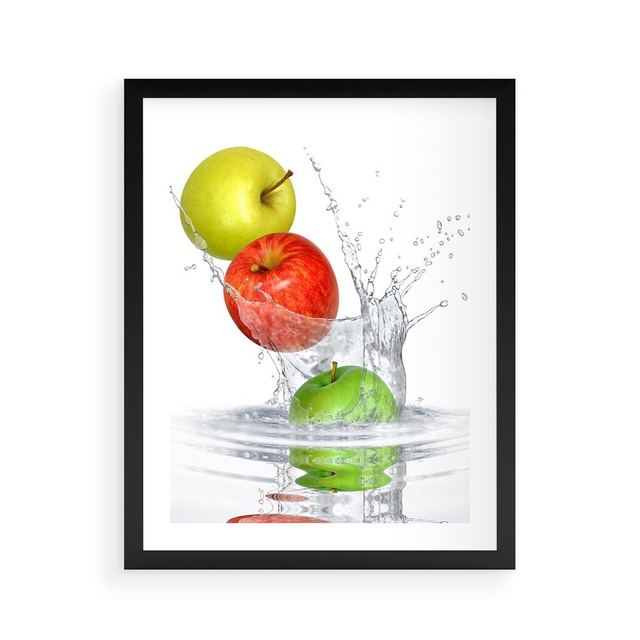 Plakat w ramie 40x50 - Jabłkowa Fantazja - owoce, jabłka - rama czarna