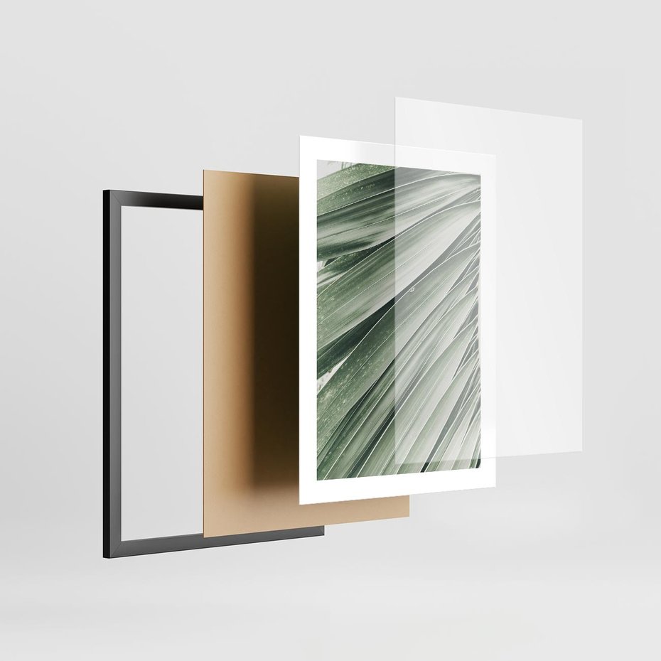 Plakat w ramie 30x40 - Tropikalna Oaza - zielony liść palmy, zieleń - rama czarna