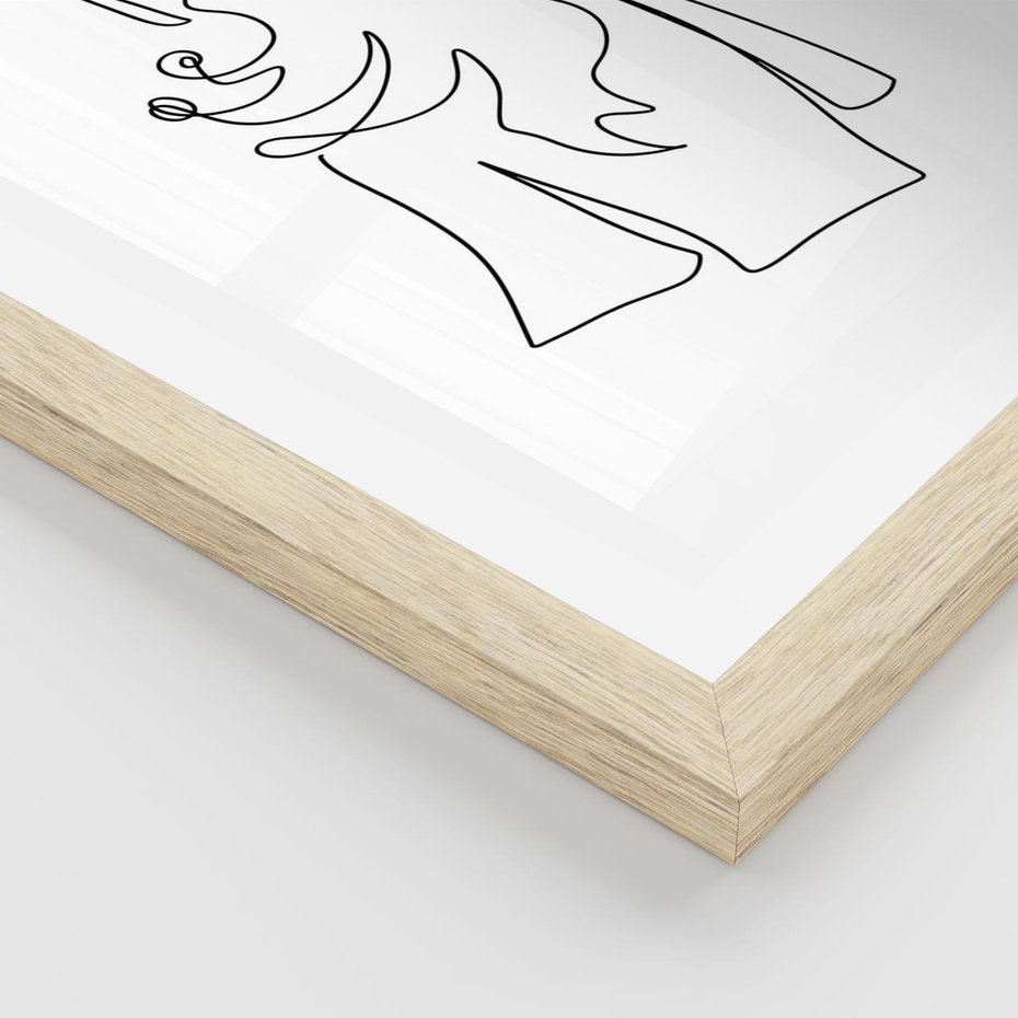 Plakat w ramie 50x70 - Zaklęte Linie - szkic kobiety, jedną linia - rama drewno