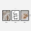 Zestaw obrazy w ramie 30x40 galeria - Dom, home, cytat, napis, typografia - rama czarna