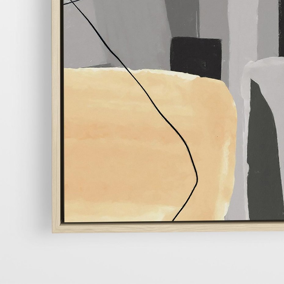 Obraz w ramie 50x50 - Harmonia w chaosie serca - abstrakcja na szarym tle, kolorowe plamy koloru - rama drewno