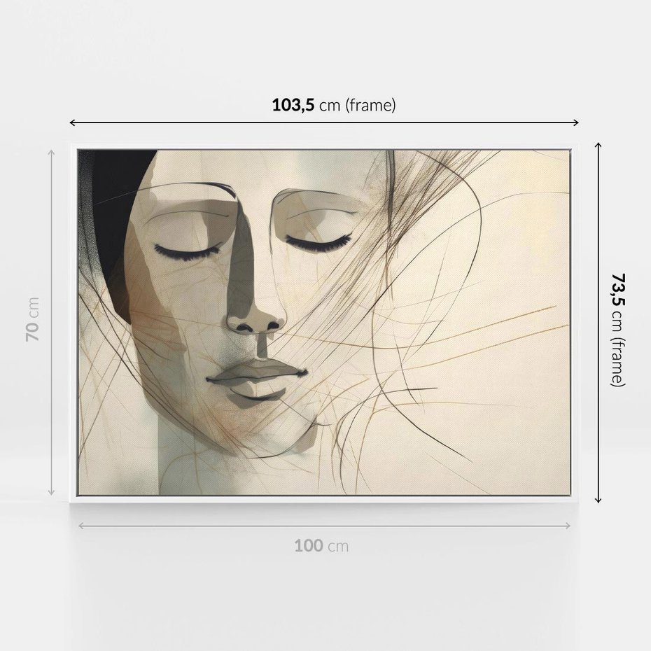 Obraz w ramie 100x70 - Tylko Zamknij Oczy - twarz kobiety, zamknięte oczy - rama biała