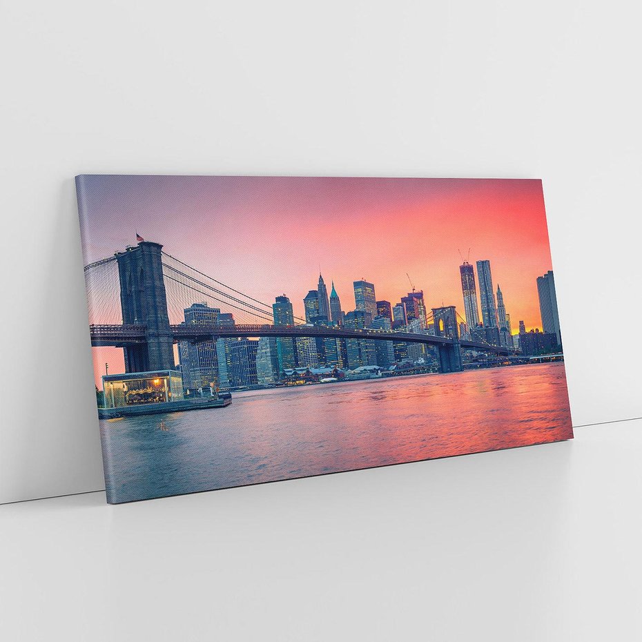 Obraz na płótnie 140x70 - Zachód słońca na moście w Nowym Jorku - zachód, słońca