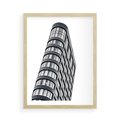 Plakat w ramie 50x70 - Wieżowiec na Monochromatycznym Obrazie - architektura, wieżowiec - rama drewno