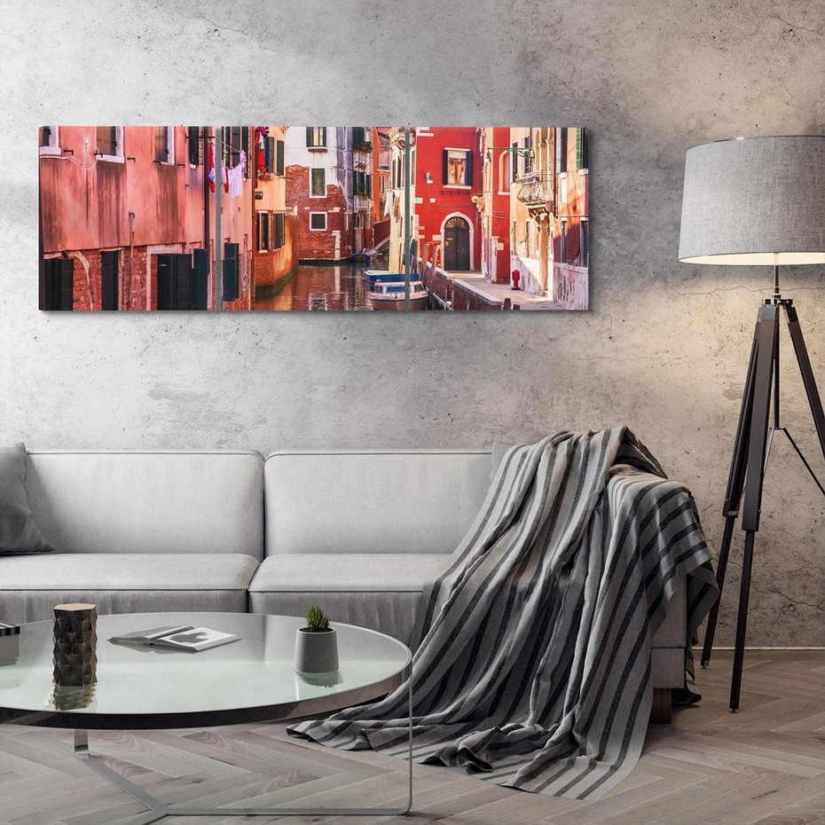 Obraz na płótnie 90x30 - Przejażdżka gondolą przez Wenecję - Wenecja, kanały