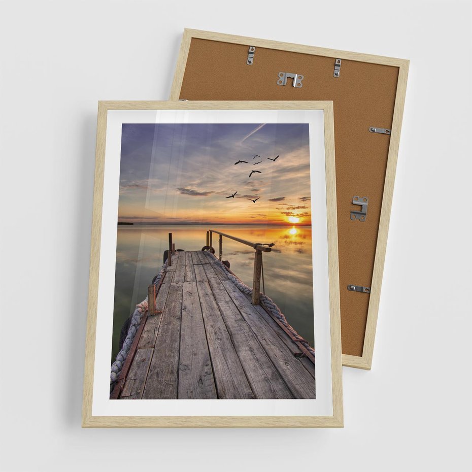 Plakat w ramie 50x70 - Zachód Słońca na Pomostcie - zachód, słońca - rama drewno