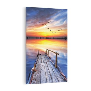 Obraz na płótnie 70x100 - Zachód słońca na pomostcie - pomost, zachód