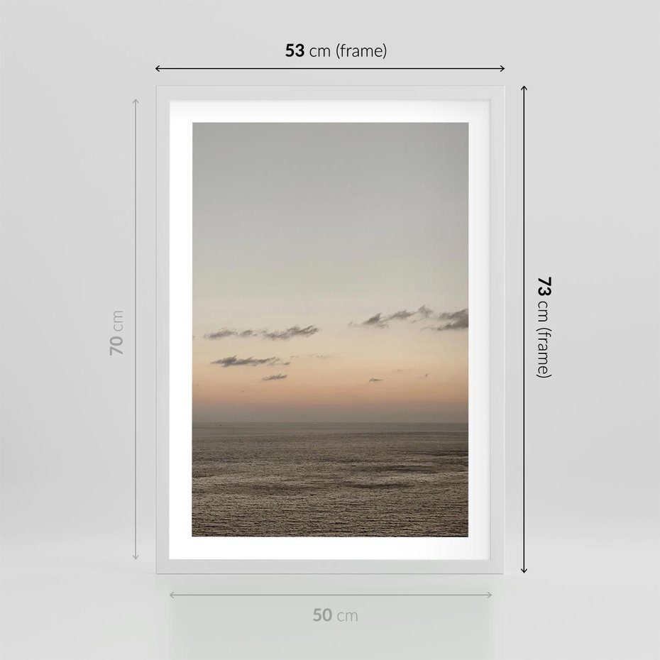 Plakat w ramie 50x70 - Chwila Romantyzmu - morze, niebo - rama biała