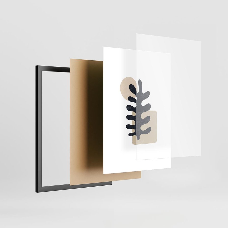 Plakat w ramie 30x40 - Opowieść Przenikających Energii - inspiracja mattise, abstrakcja - rama czarna