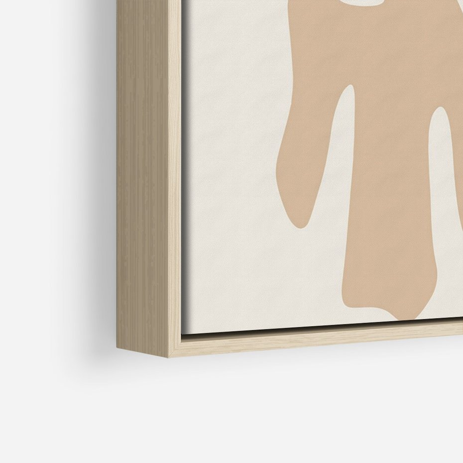 Obraz w ramie 70x100 - Eksploracja Abstrakcji - beżowa absrakcyjna kompozycja, czarny akcent - rama drewno