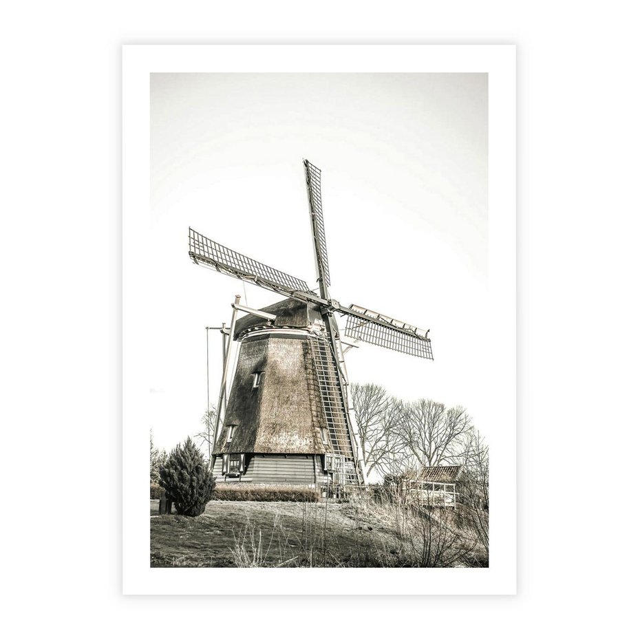 Plakat bez ramy 30x40 - Wiejska Idylla z Młynem - wiatrak, młyn
