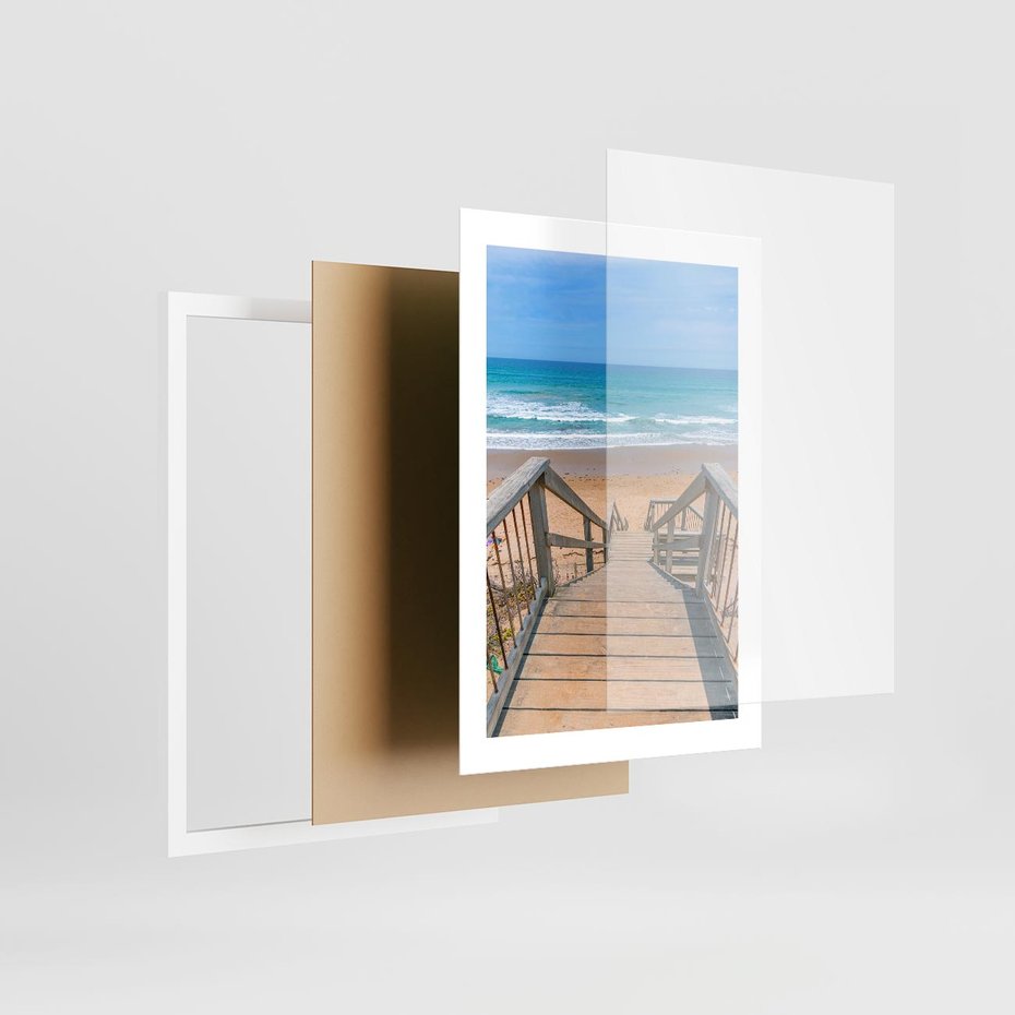 Plakat w ramie 30x40 - Pomost ku Morzu - pomost na plaży, morze - rama biała