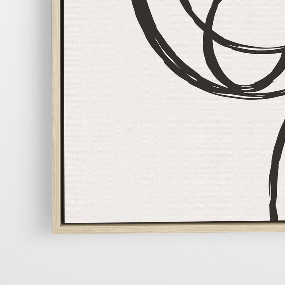 Obraz w ramie 50x50 - Migotliwa Kreatywność - abstrakcyjne szkicowane linie, minimalizm - rama drewno