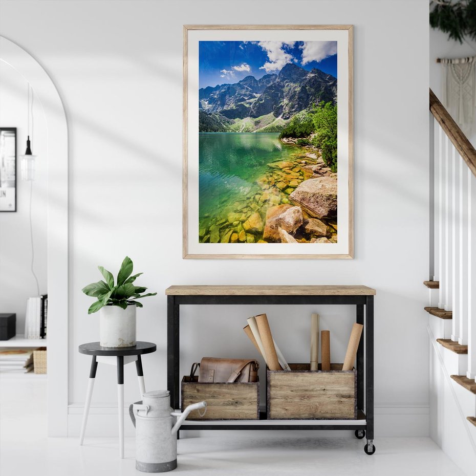 Plakat w ramie 30x40 - Mistyczne Połączenie - jezioro, góry - rama drewno