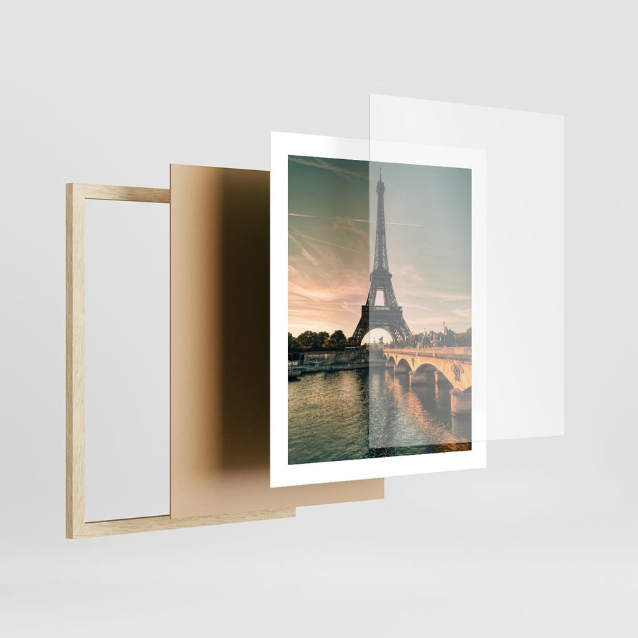 Plakat w ramie 40x50 - Paryski Szczyt - Paryż, wieża - rama drewno