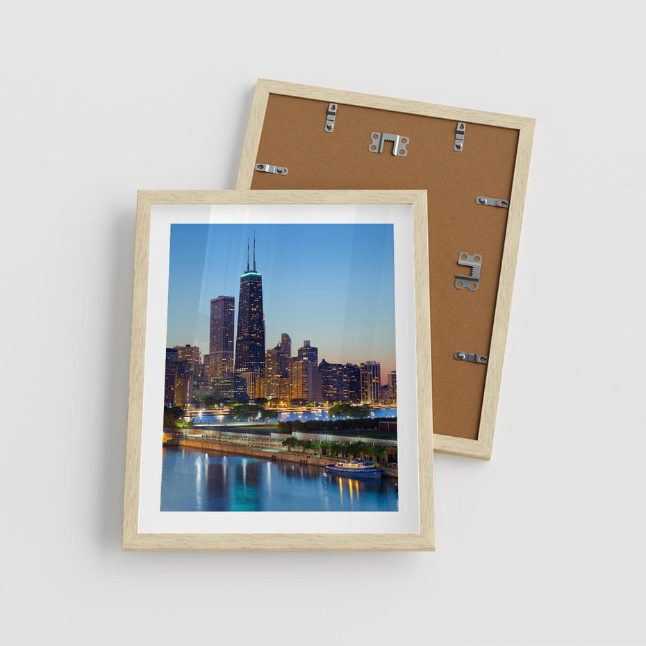 Plakat w ramie 40x50 - Miasto nad Rzeką - miasto, rzeka - rama drewno