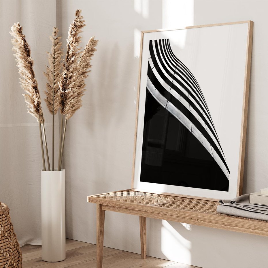 Plakat w ramie 50x70 - Architektoniczna Fala - architektura, falowany budynek - rama drewno