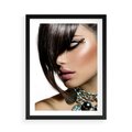 Plakat w ramie 50x70 - Kobieca Fryzura w Ruchu - fryzura, kobieta - rama czarna