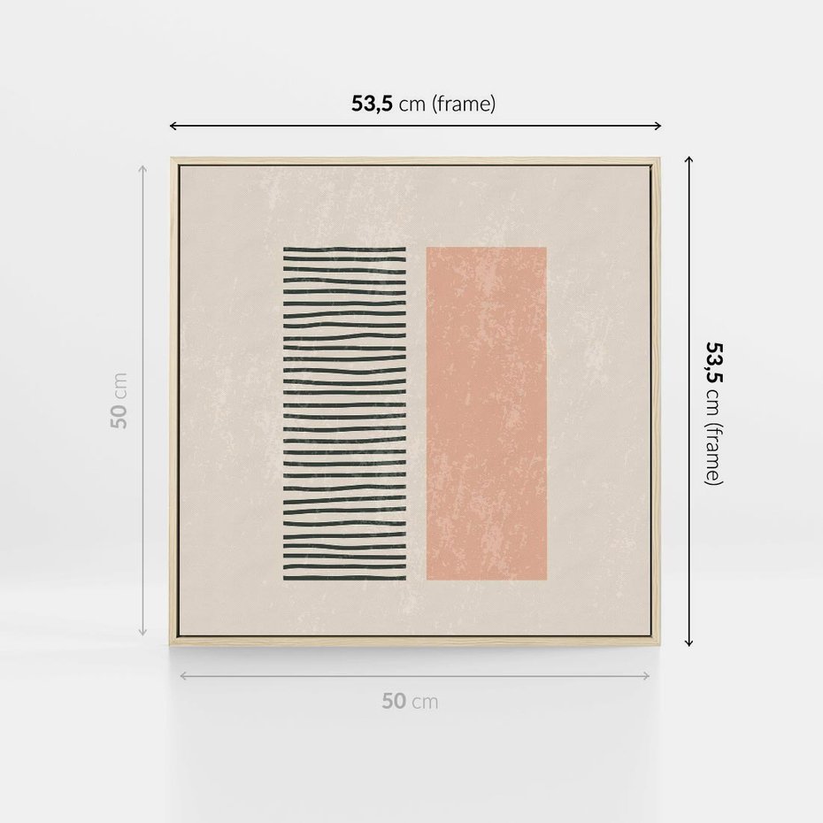 Obraz w ramie 50x50 - Przenikająca Kreatywność - nowoczesna sztuka, minimalizm - rama drewno