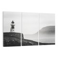 Obraz na płótnie 120x80 - Melancholia Północy - czarnobiała fotografia, nadmorska latarnia na klifie