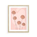 Plakat w ramie 30x40 - Rozkwitające Emocje - minimalistyczny plakat, pudrowe kwiaty - rama drewno