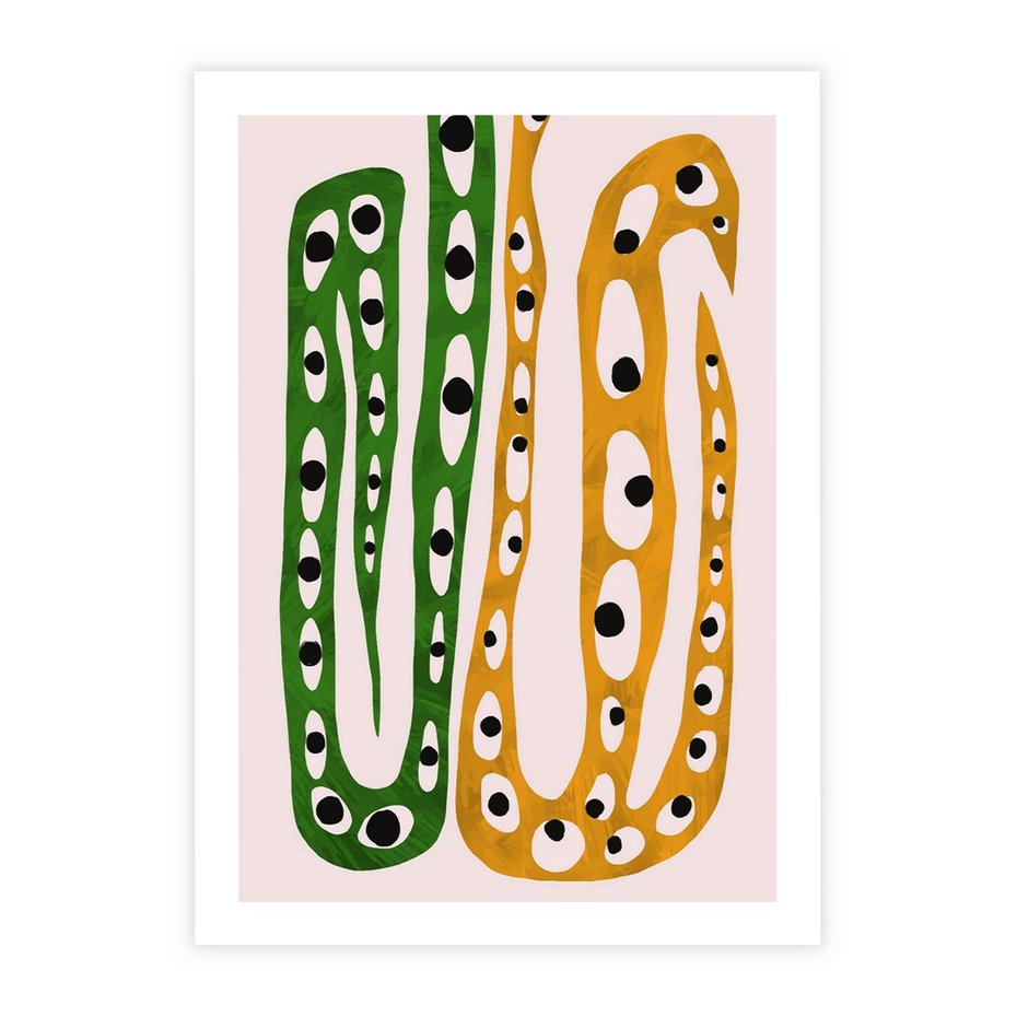 Plakat bez ramy 40x50 - Migocące Zmaganie - abstrakcyjny obraz, dziwne kształty