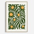 Obraz w ramie 50x70 - Spojrzenie wgłąb roślinnego świata - abstrakcyjne kwiaty, kompozycja - rama drewno
