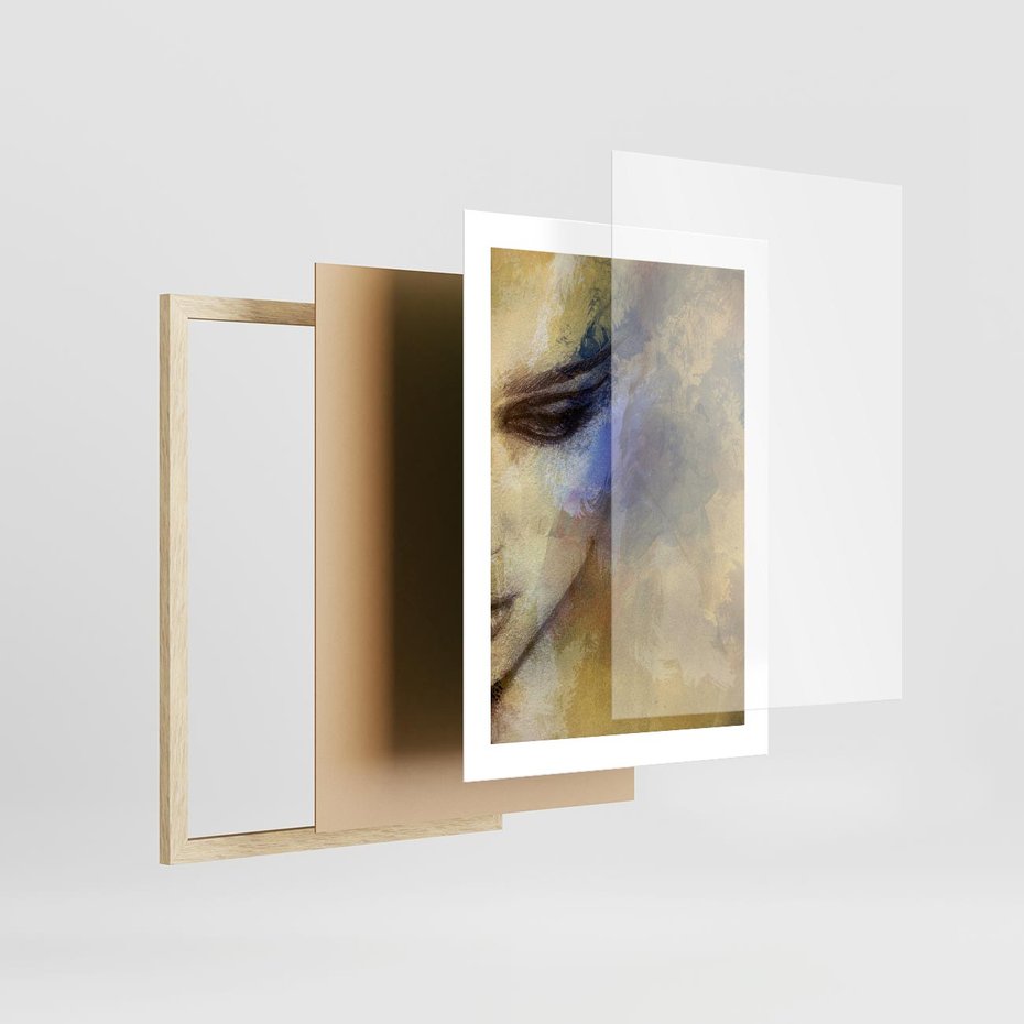 Plakat w ramie 30x40 - Graficzna ekspresja kobiecego portretu - portret, grafika - rama drewno