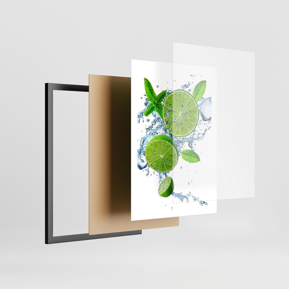 Plakat w ramie 50x70 - Świeżość i Witalność - limonka, owoce - rama czarna