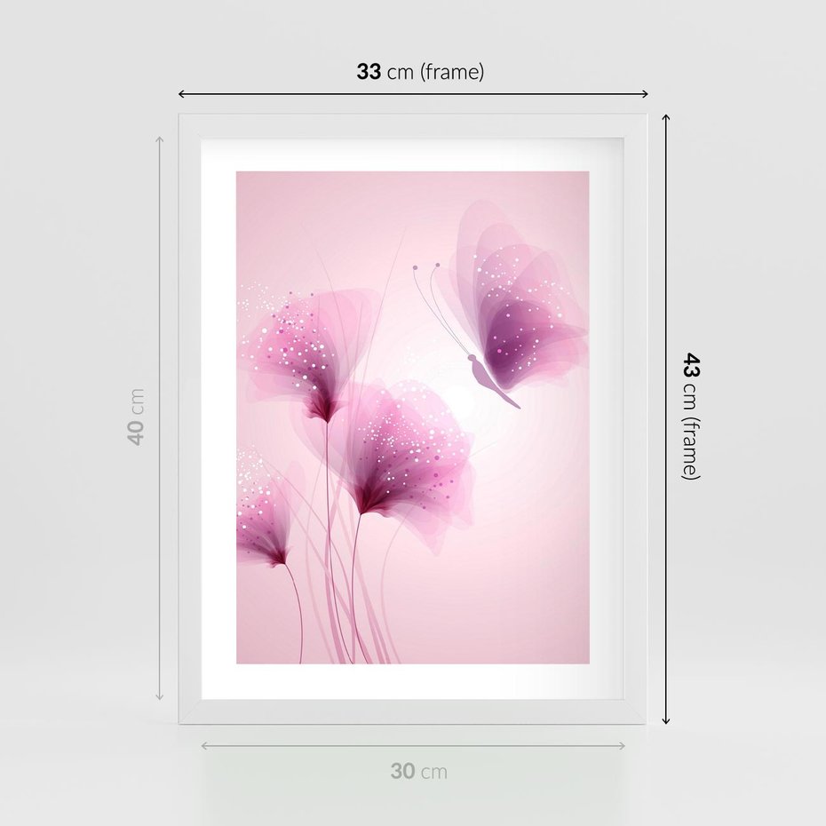 Plakat w ramie 30x40 - Akwarelowe Kwiaty w Pastelach - kwiaty, akwarelowe - rama biała